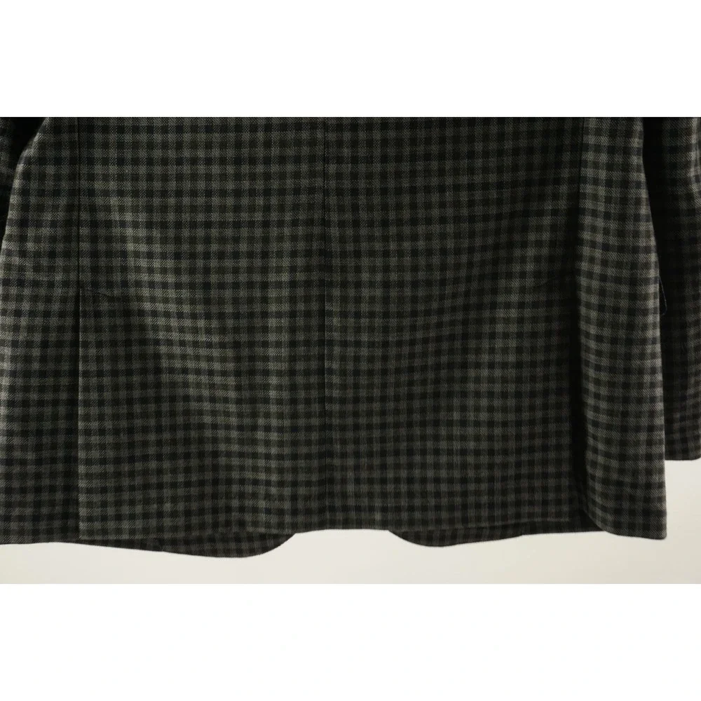 Byron Slim Unstructured Hopsack Wool Sport Coat Men's 44R Gray Blue Green Check